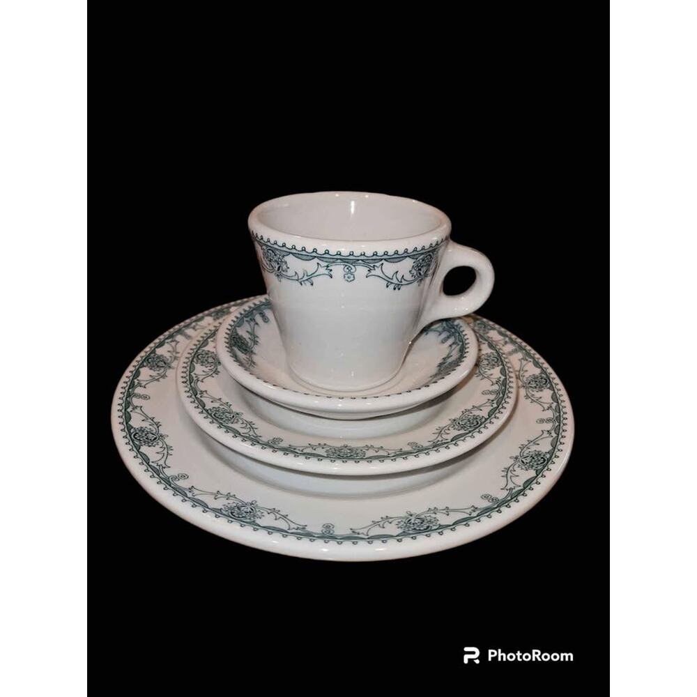 Antique Restaurant ware Mayer China Marion Blue Floral Trim Pattern 5 piece set